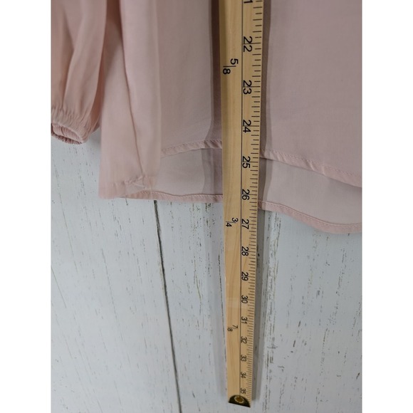 Old Navy Size Medium Womens Pink Ruffle Collar V Neck Long Sleeve Blouse‎ - Picture 5 of 8